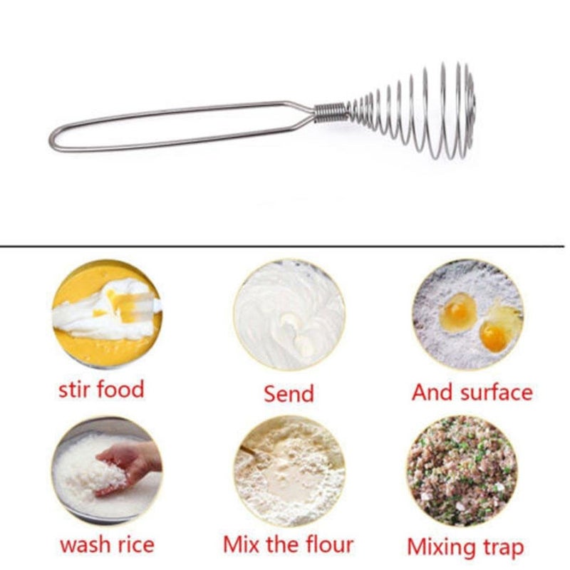 i Kito Spring Whisk, i Kito Stainless Steel Manual Eggbeater Hand Egg Mixer Whisk Blender Stirring Beater Cream Frother Flour Stirrer for Kitchen - Image 4